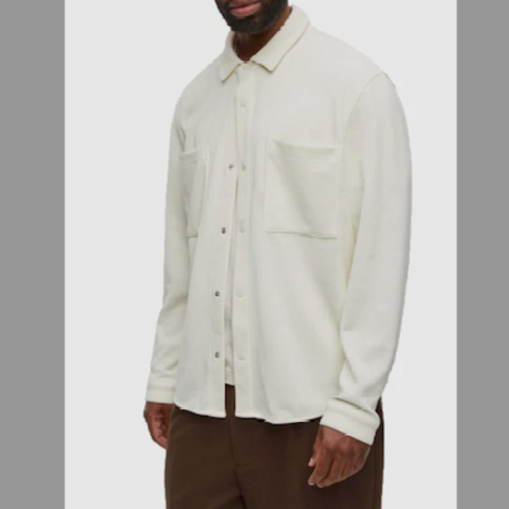 Mode of One Men's Long Sleeve Knit Snap Front Shirt Vanilla Size  XL